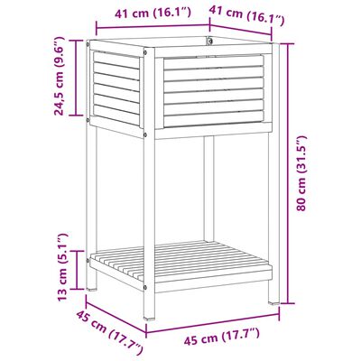 vidaXL Pflanzkübel mit Ablage 45x45x80 cm Massivholz Akazie und Stahl