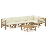 vidaXL 6-tlg. Garten-Lounge-Set mit Cremeweißen Kissen Bambus