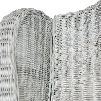 vidaXL Sessel mit Kissen Grau Natürliches Rattan und Leinen