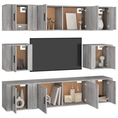 vidaXL 8-tlg. TV-Schrank-Set Grau Sonoma Holzwerkstoff