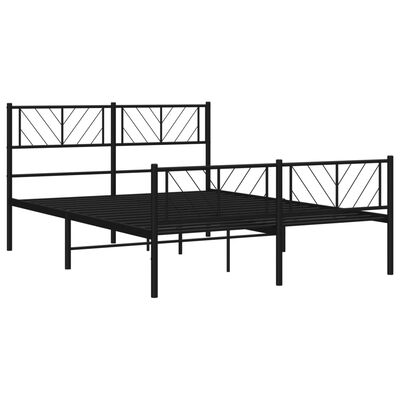 vidaXL Bettgestell mit Kopf- und Fußteil Metall Schwarz 140x190 cm