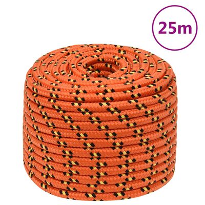 vidaXL Bootsseil Orange 14 mm 25 m Polypropylen