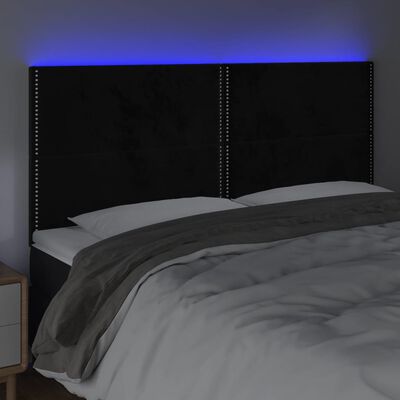 vidaXL LED Kopfteil Schwarz 180x5x118/128 cm Samt