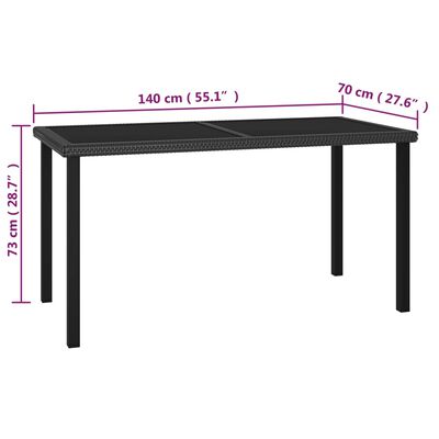 vidaXL 5-tlg. Garten-Essgruppe Poly Rattan Schwarz