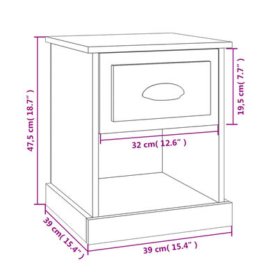 vidaXL Nachttische 2 Stk. Betongrau 39x39x47,5 cm Holzwerkstoff