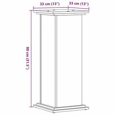 vidaXL Pflanzenständer Grau Sonoma 33x33x80 cm Holzwerkstoff