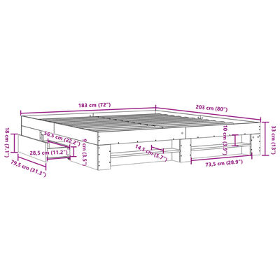 vidaXL Bettgestell Betongrau 180x200 cm Holzwerkstoff