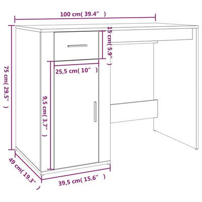 vidaXL Schreibtisch Weiß 100x49x75 cm Holzwerkstoff