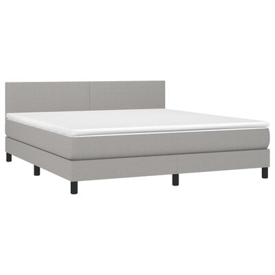 vidaXL Boxspringbett mit Matratze Hellgrau 160x200 cm Stoff