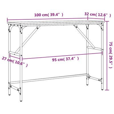 vidaXL Konsolentisch Räuchereiche 100x32x75 cm Holzwerkstoff