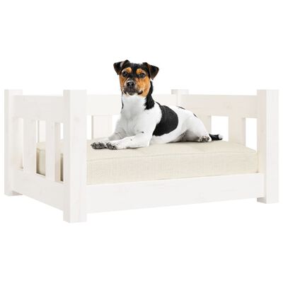 vidaXL Hundebett Weiß 55,5x45,5x28 cm Massivholz Kiefer