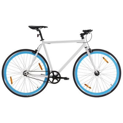 vidaXL Fahrrad mit Festem Gang Weiß und Blau 700c 55 cm