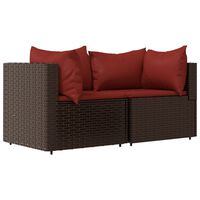 vidaXL Garten-Ecksofas mit Kissen 2 Stk. Braun Poly Rattan