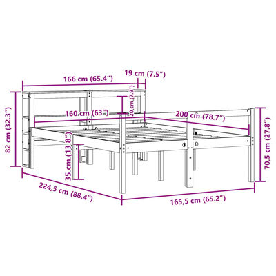 vidaXL Bettgestell mit Kopfteil ohne Matratze Wachsbraun 160x200 cm