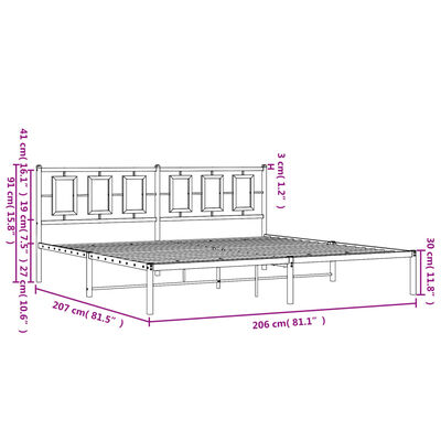 vidaXL Bettgestell mit Kopfteil Metall Weiß 200x200 cm