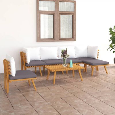 vidaXL 7-tlg. Garten-Lounge-Set mit Kissen Massivholz Akazie