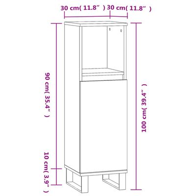 vidaXL Badschrank Sonoma-Eiche 30x30x100 cm Holzwerkstoff