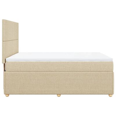 vidaXL Boxspringbett mit Matratze Creme 140x190 cm Stoff