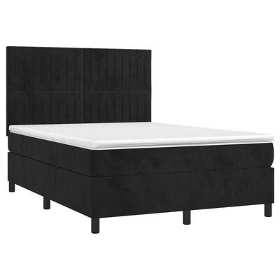 vidaXL Boxspringbett mit Matratze & LED Schwarz 140x190 cm Samt