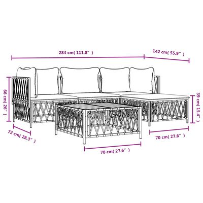 vidaXL 4-tlg. Garten-Lounge-Set mit Kissen Anthrazit Stahl