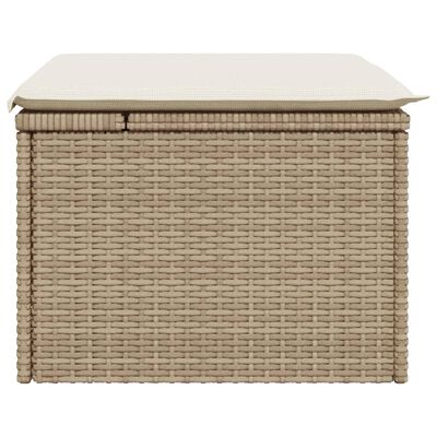 vidaXL Gartenhocker mit Kissen Beige 55x55x37 cm Poly Rattan