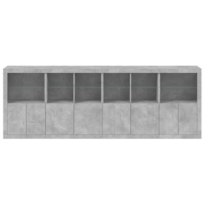 vidaXL Sideboard mit LED-Leuchten Betongrau 283x37x100 cm