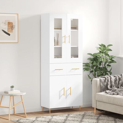 vidaXL Highboard Hochglanz-Weiß 69,5x34x180 cm Holzwerkstoff