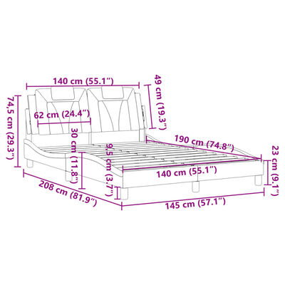 vidaXL Bettgestell mit Kopfteil Braun 140x190 cm Kunstleder