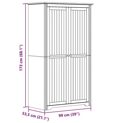 vidaXL Kleiderschrank BODO Weiß 99x53,5x173 cm Massivholz Kiefer