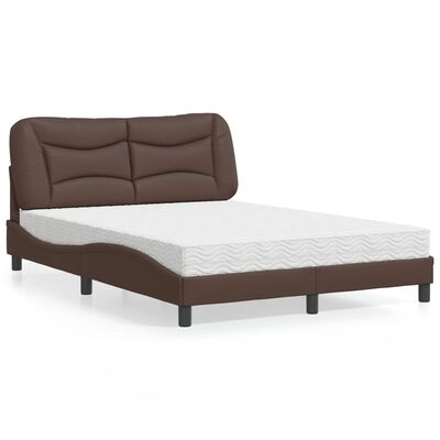 vidaXL Bett mit Matratze Braun 140x200 cm Kunstleder