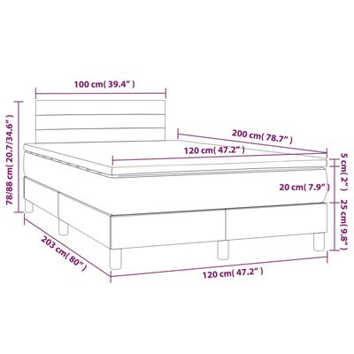 vidaXL Boxspringbett mit Matratze Schwarz 120x200 cm Stoff