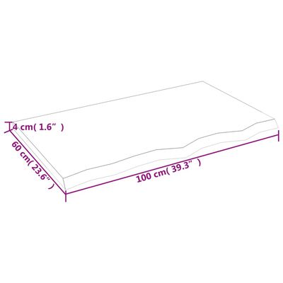 vidaXL Tischplatte Dunkelbraun 100x60x(2-4)cm Massivholz Eiche