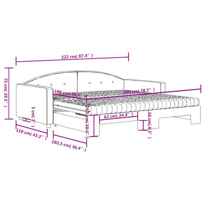 vidaXL Tagesbett Ausziehbar mit Matratzen Hellgrau 100x200 cm Samt