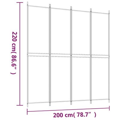 vidaXL 4-tlg. Paravent Weiß 200x220 cm Stoff