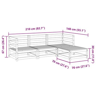 vidaXL 4-tlg. Garten-Sofagarnitur Wachsbraun Massivholz Kiefer