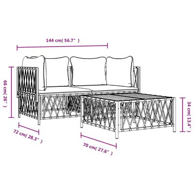 vidaXL 3-tlg. Garten-Lounge-Set mit Kissen Anthrazit Stahl