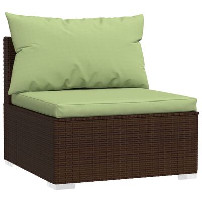 vidaXL 11-tlg. Garten-Lounge-Set mit Kissen Braun Poly Rattan