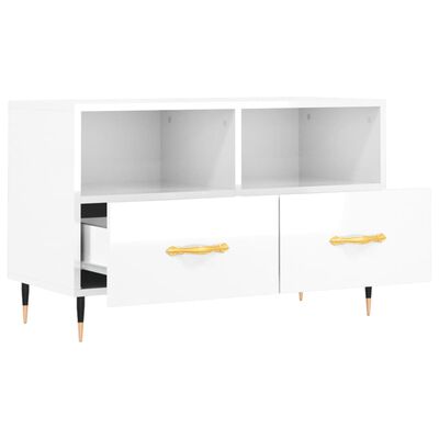 vidaXL TV-Schrank Hochglanz-Weiß 80x36x50 cm Holzwerkstoff