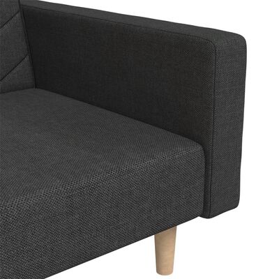 vidaXL Schlafsofa 2-Sitzer mit 2 Kissen Schwarz Stoff