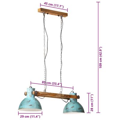 vidaXL Hängelampe 25 W Blau 85x28x109 cm E27