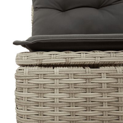 vidaXL 12-tlg. Garten-Sofagarnitur mit Kissen Hellgrau Poly Rattan