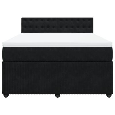 vidaXL Boxspringbett mit Matratze Schwarz 140x190 cm Samt