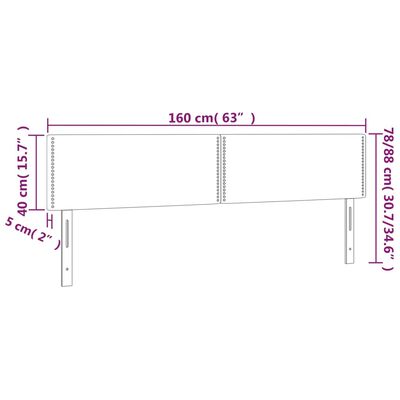 vidaXL LED Kopfteil Dunkelgrau 160x5x78/88 cm Stoff