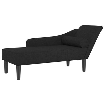 vidaXL Chaiselongue mit Kissen Schwarz Stoff