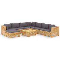 vidaXL 9-tlg. Garten-Lounge-Set mit Kissen Massivholz Teak