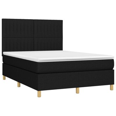 vidaXL Boxspringbett mit Matratze & LED Schwarz 140x200 cm Stoff