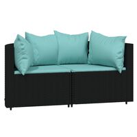 vidaXL Garten-Ecksofas mit Kissen 2 Stk. Schwarz Poly Rattan