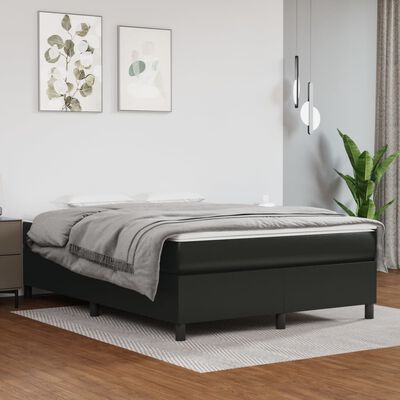 vidaXL Boxspringbett mit Matratze Schwarz 140x190 cm Kunstleder