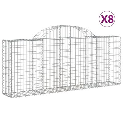 vidaXL Gabionen mit Hochbogen 8 Stk. 200x30x80/100 cm Verzinktes Eisen