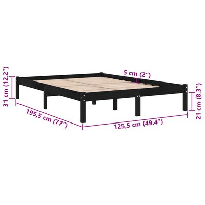 vidaXL Massivholzbett Schwarz 120x190 cm